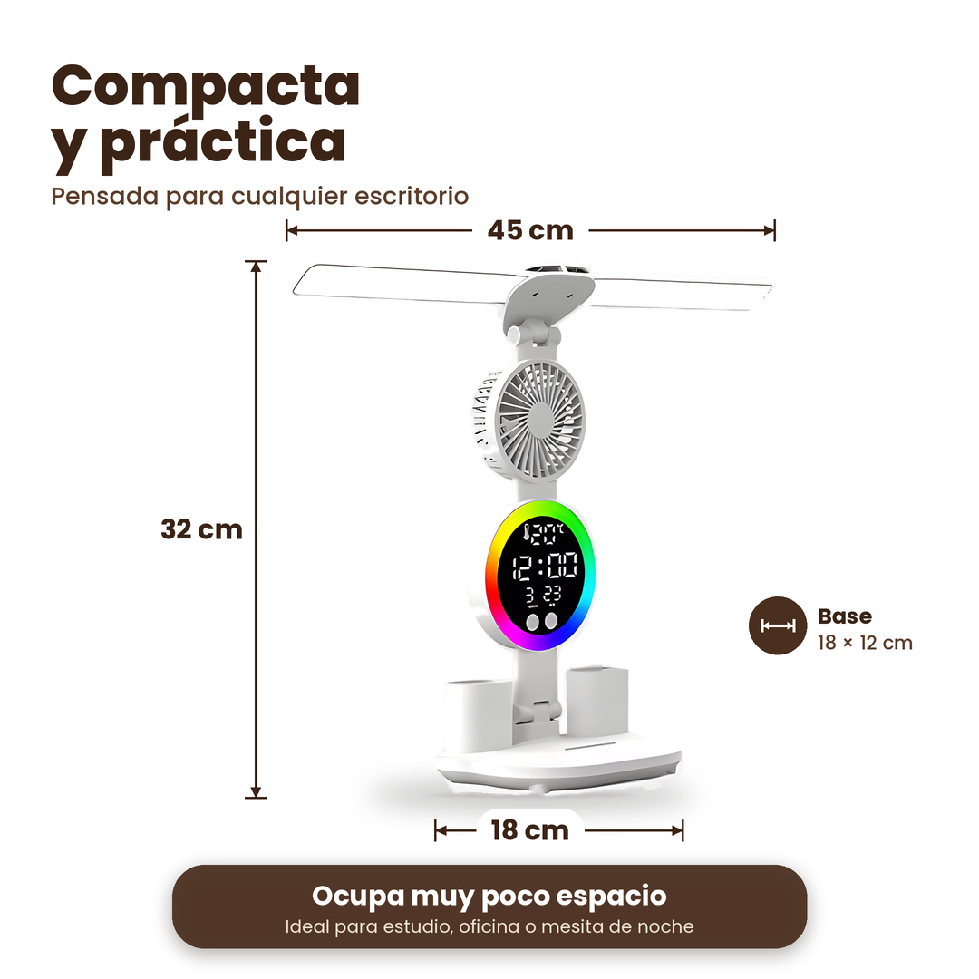Brisaluz | Luz, Ventilador y Reloj en un solo producto para tu escritorio